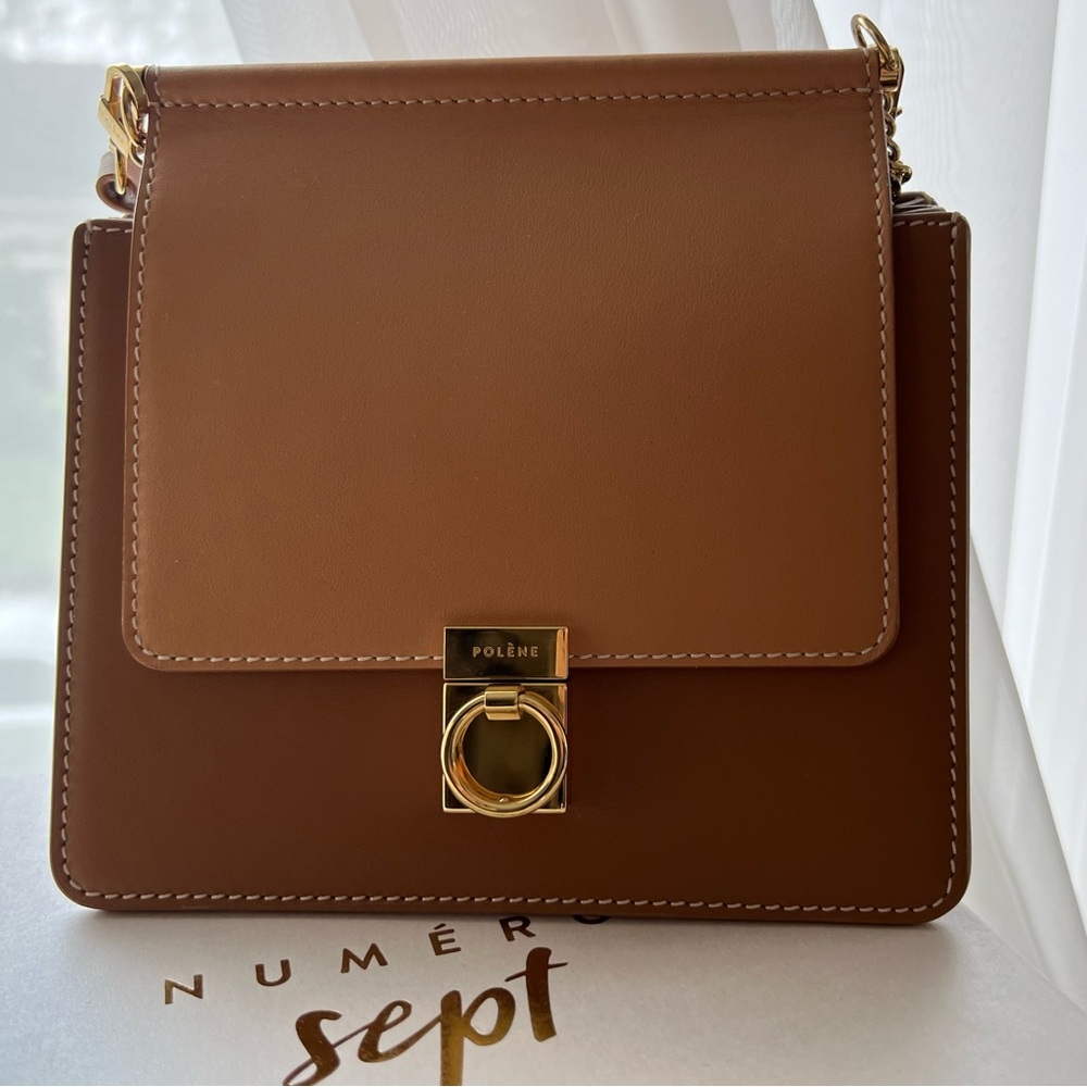 Polene Number Seven Mini Bag Camel Smooth Leather
